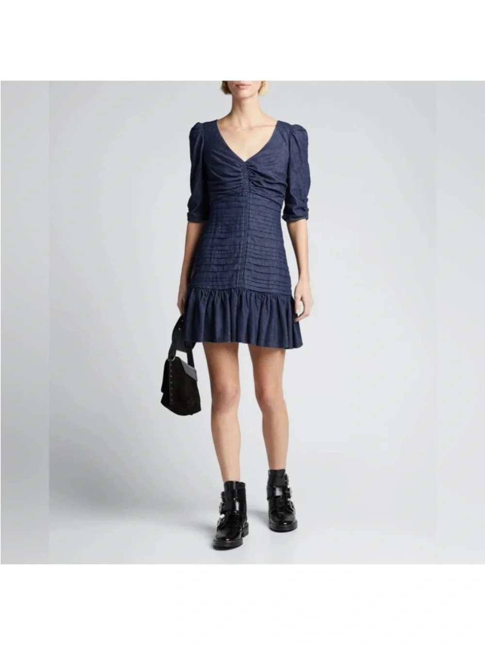 Tanya Taylor Pansy Denim Dress Size 2 French Rodeo Festival Graduation Prom - Picture 2 of 16